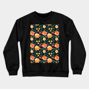 Orange Rose Pattern Crewneck Sweatshirt